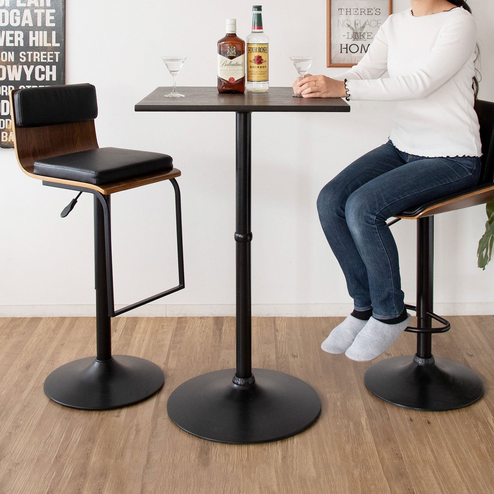 ハイカフェテーブル カフェテーブル アジャスター付き 直径60cm
