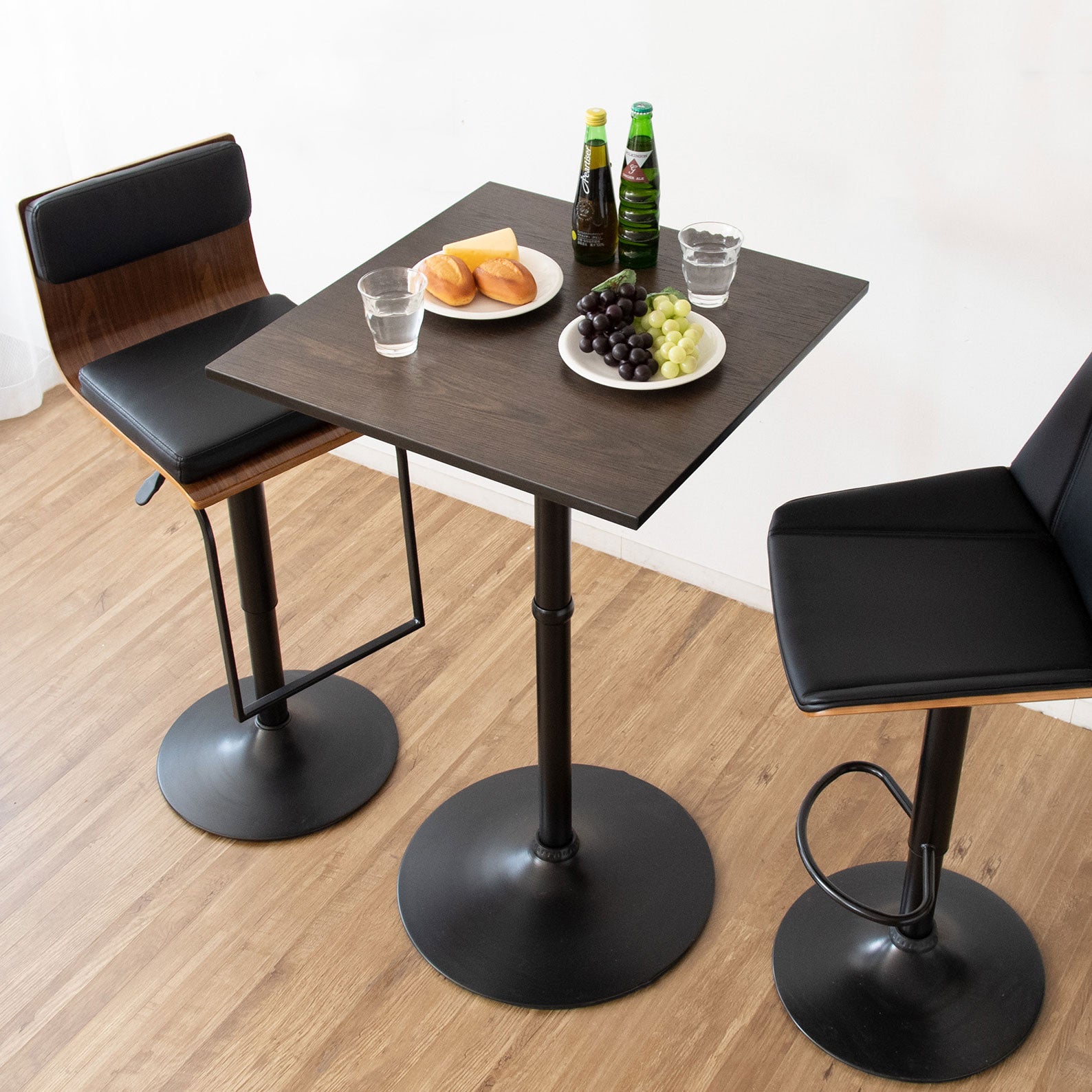 nanaco　白色　ハイテーブル　6点セット②(天板&床板) ハイカフェテーブル カフェテーブル アジャスター付き 直径60cm