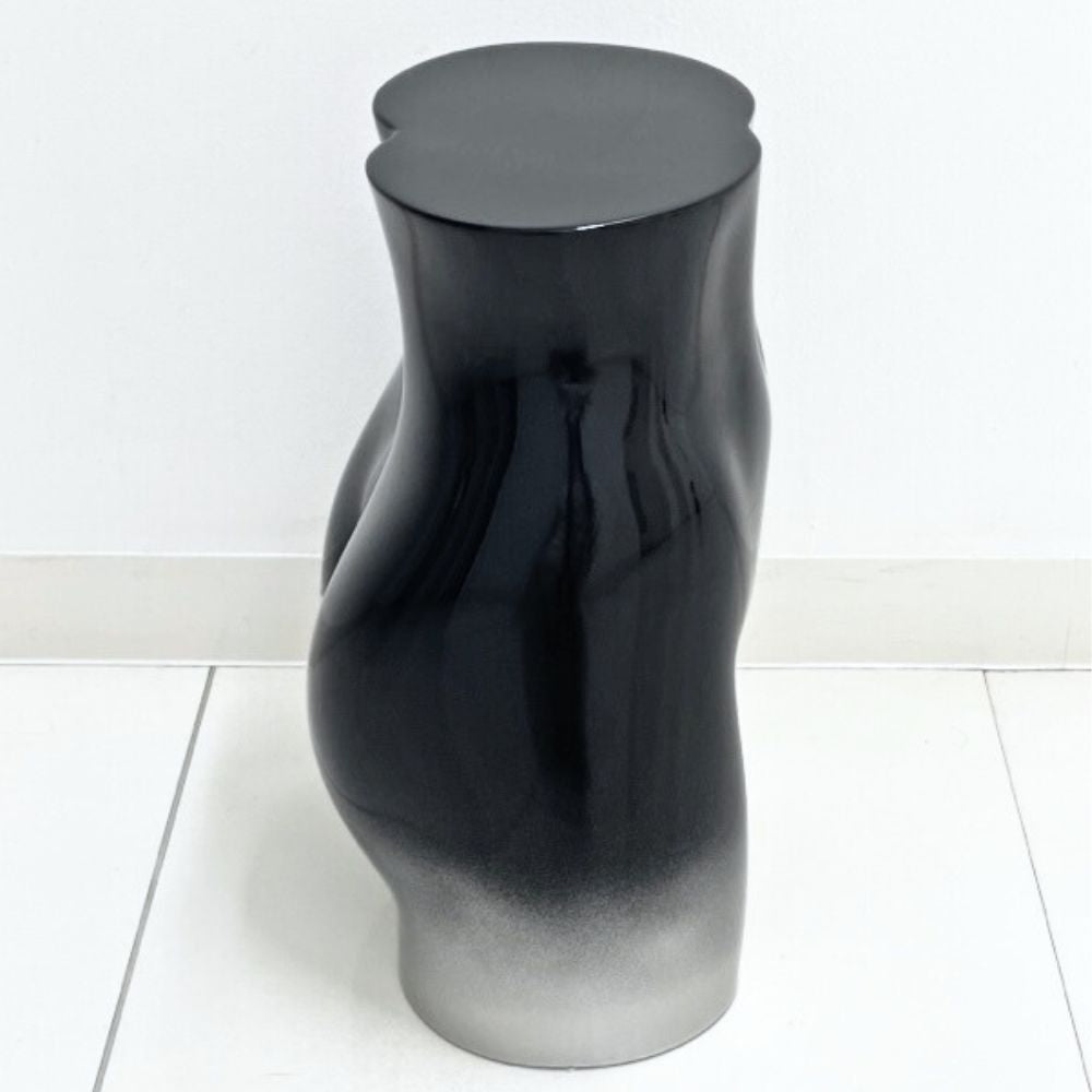MANNEQUIN UPCYCLE 42 SIDE TABLE STOOL BLACK &amp;amp; SILVER GRADATION